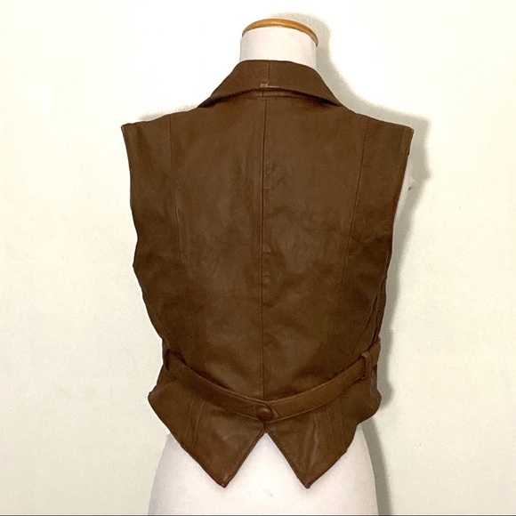 MNG Collection Leather Vest Brown Small - Picture 4 of 5